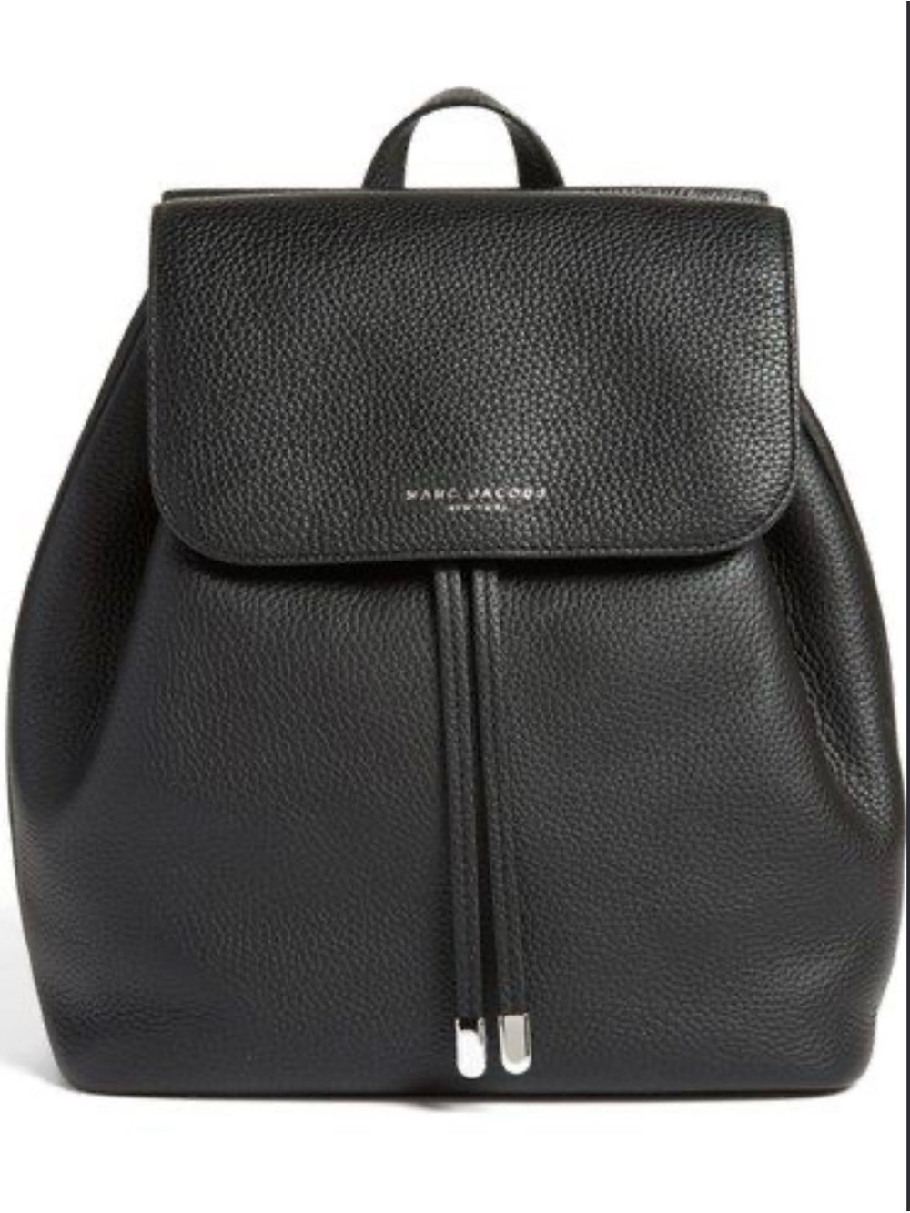 Marc Jacobs Pike Place Black Pebbled Leather Flap Contemporary Backpack